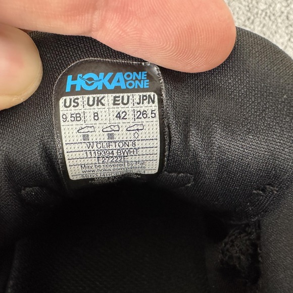 Hoka One One Clifton 8 Shoes Womens Size 9.5B Black Running Sneakers Athletic - Picture 10 of 11
